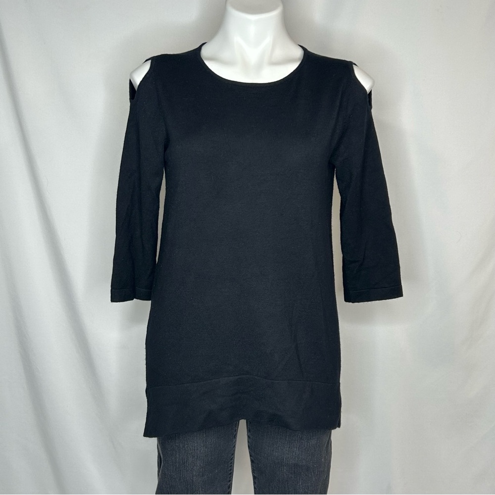 Erin London Black Cold Shoulder 3/4 Sleeve, Medium